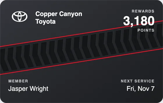 Sample Wallet card for a Toyota dealership