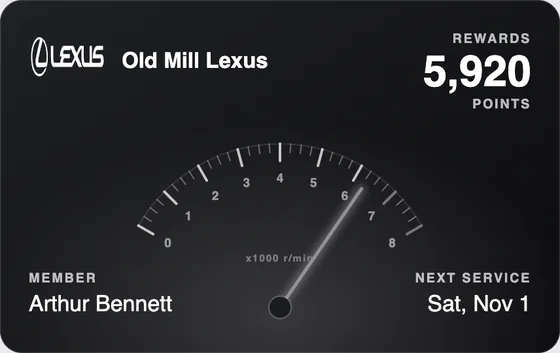 Sample Wallet card for a Lexus dealership